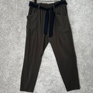 Athleta paper bag pants army green & black - Size 12